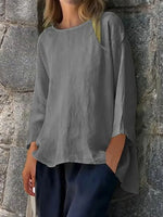 Full Size Round Neck Relaxed Fit Blouse Plus Size