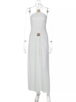 Backless Ruched Halter Neck Maxi Dress