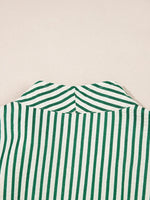 Stripe V Neck Zip Front Cinched High Waist Midi Dress
