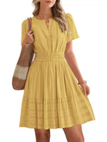 Short Sleeve Smocked Waist Tiered Dress