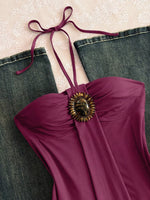 Embellished Front Halter Neck Cami