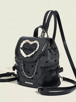 Heart Decor Chain Detail Backpack Bag