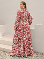 Plus Size Floral Print Long Sleeve Maxi Dress