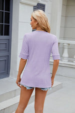 Texture Square Neck Half Sleeve Blouse
