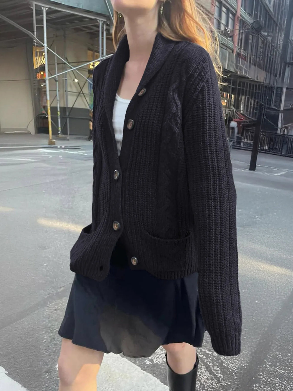 Cable Knit Button Up Cardigan