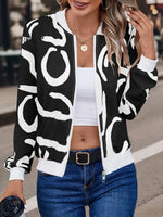 Number Print Zip Up Jacket