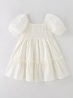 Children's Smocked Puff Sleeve Tiered Dress