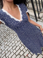 Floral Print Lace Trim Maxi Dress