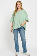 Zenana Full Size Scuba Round Neck Top With Side Slits Plus Size