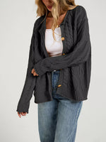 Cable-Knit Button-Down Cardigan