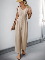 V-Neck Wide Leg Jumpsuit