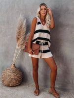 Striped Knit Tank and Shorts Set