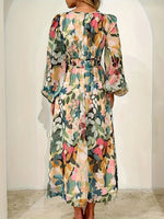 Floral Print Long Sleeve Midi Dress