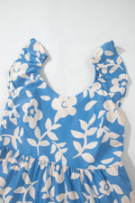 Floral Flutter Shoulder Tiered Flowy Midi Dress