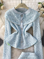 Lace Button Up Top and Skirt Set