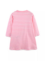 Children's Apple Applique Striped Long Sleeve Dress