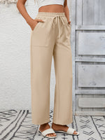 Casual Drawstring Wide Leg Pants