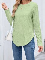Diamond Pattern Knit Long Sleeve T-Shirt