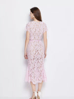 Lace Short Sleeve Mermaid Dress