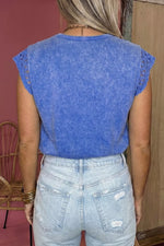 Mineral Wash Raw Seam Lace Sleeve Cotton Tee