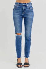 RISEN Full Size High Rise Ankle Skinny Knee Distressed Jeans