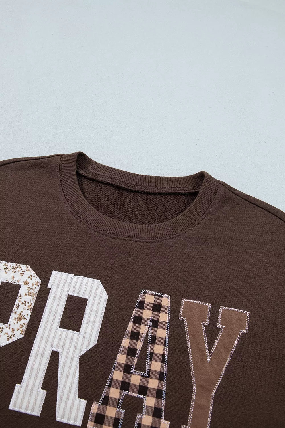 Plaid 'PRAY' Crew Neck Sweatshirt