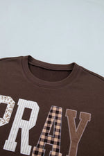 Plaid 'PRAY' Crew Neck Sweatshirt