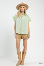 Mixed Gingham Short Sleeve Shirt