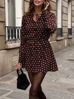 Polka Dot Long Sleeve Mini Dress