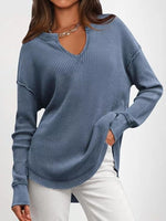 Waffle Knit Long Sleeve Sweatshirt