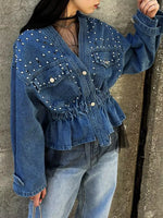 Studded Button Up Denim Jacket