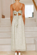 Bow Back Printed V-Neck Cami Dress