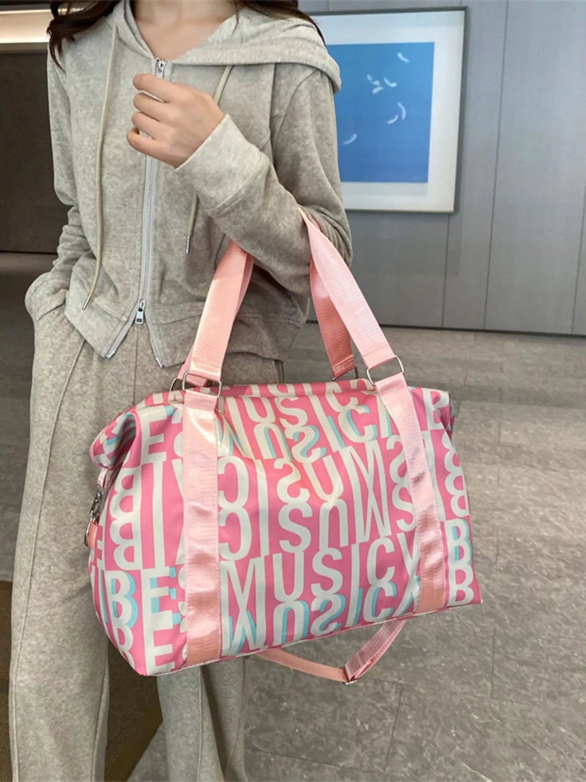 Letter Print Travel Bag