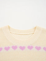 Heart Pattern Valentine Ribbed Knit Sweater