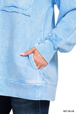 Zenana Halo Washed French Terry Exposed-seam Sweatshirt
