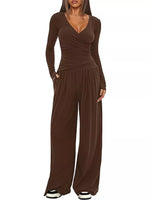 Casual Long Sleeve Top and Pants Two-Piece Set