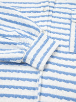 Stripe Half Button Collared Chest Pockets Loose Fit Blouse