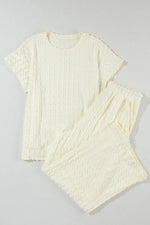 Textured Round Neck Top and Pants Set