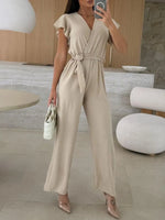 Tied Ruffled Wide Leg Jumpsuit