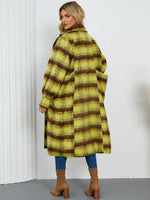 Contrast Double-Breasted Long Sleeve Longline Coat