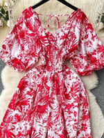 Smocked V-Neck Wide Leg Jumpsuit