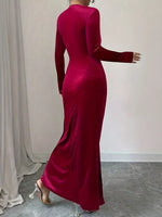 Ruffled Surplice long Sleeve Dress