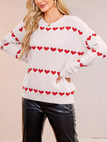 Heart Pattern Dropped Shoulder Sweater