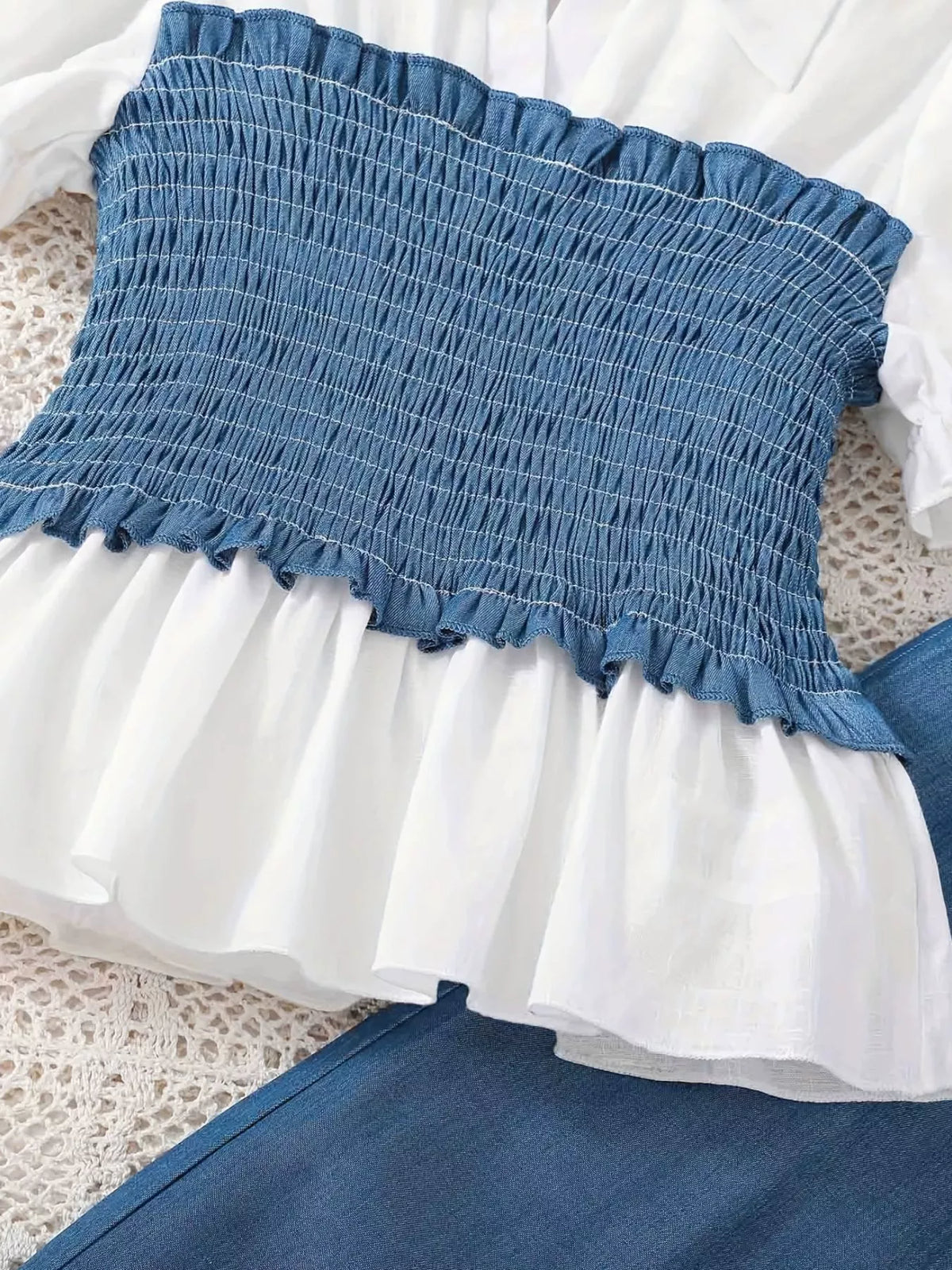 Children's Smocked Blouse and Wide Leg Pants Set