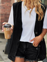 Sleeveless Button-Down Denim Jacket Vest