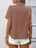 Plaid Button-Up Short Sleeve Shirt
