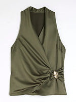 Surplice Sleeveless Top and Pants Set
