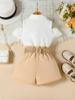 Children's Ruffle Cold Shoulder Top & Shorts Set