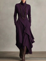 Full Size Asymmetrical Hem Turtleneck Dress Plus Size