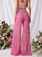 Sequin Embellished Wide Leg Pants